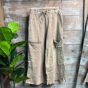 Women's Casual Washed Taupe Cargo Pants